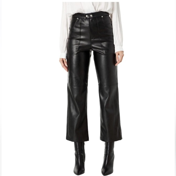 Blank NYC Pants - Blank NYC The Baxter Faux Leather High Waist Cropped Wide leg Pants Sz 26 Black